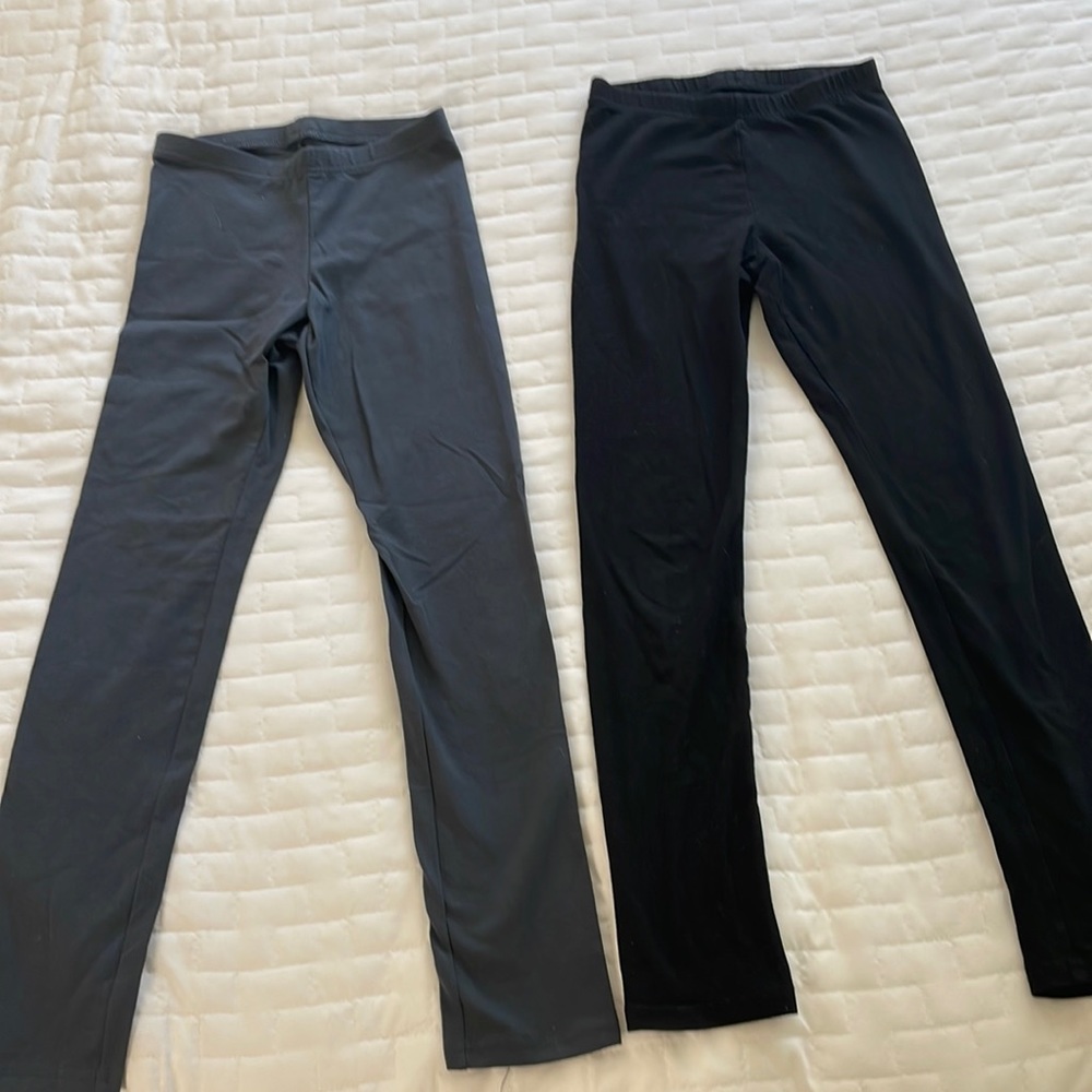 2 Old Navy girls black and grey leggings, size L